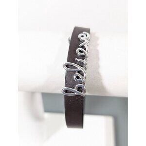 Keep‎ Collective Believe Charm Bracelet Brown Black reversible Leather 8 in